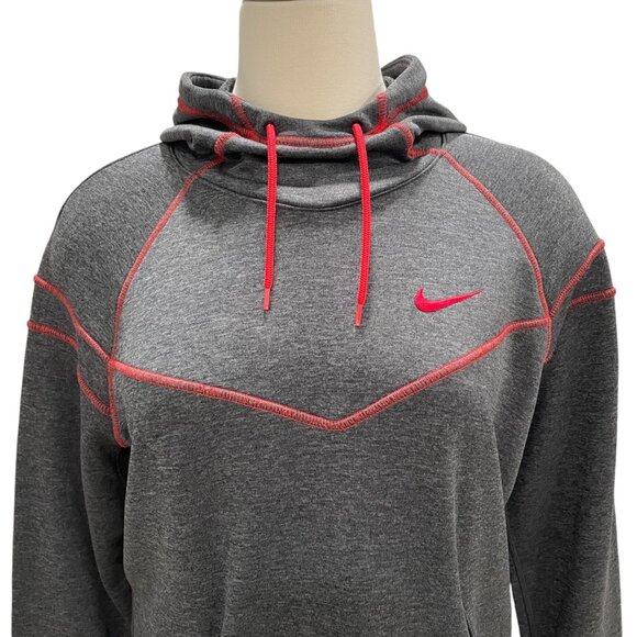 Nike Dri-FIT Gray Hoodie Red Stitching L Athleisure Sportswear Running Gym - Picture 8 of 9